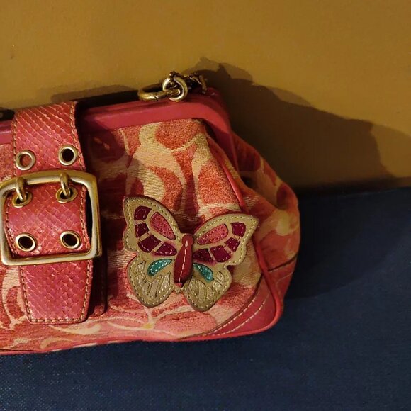 COACH PURSE EXTREMELY RARE Coach Chenille Pink Lizard Special Edition Mini Sat - Picture 3 of 5